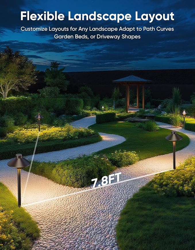 PARTPHONER Low Voltage Landscape Lighting 12-Pack, Aluminum 12V Pathway Lights with G4 Bulbs, Waterproof Stylish Matte Black Color Wired Path Lights with Connectors for Walkway Yard Garden
