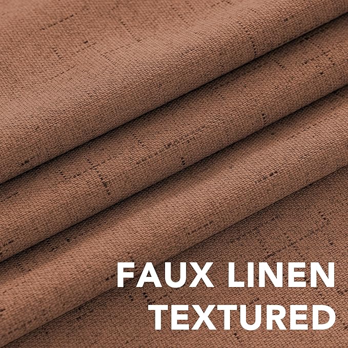 H.VERSAILTEX White Linen Blackout Curtains Durable Thick Textured Linen Look 100% Blackout Patio Door Curtain Anti Rust Grommet Extra Wide Sliding Door Curtain Panel, W100 x L108 inch, Washed Spice