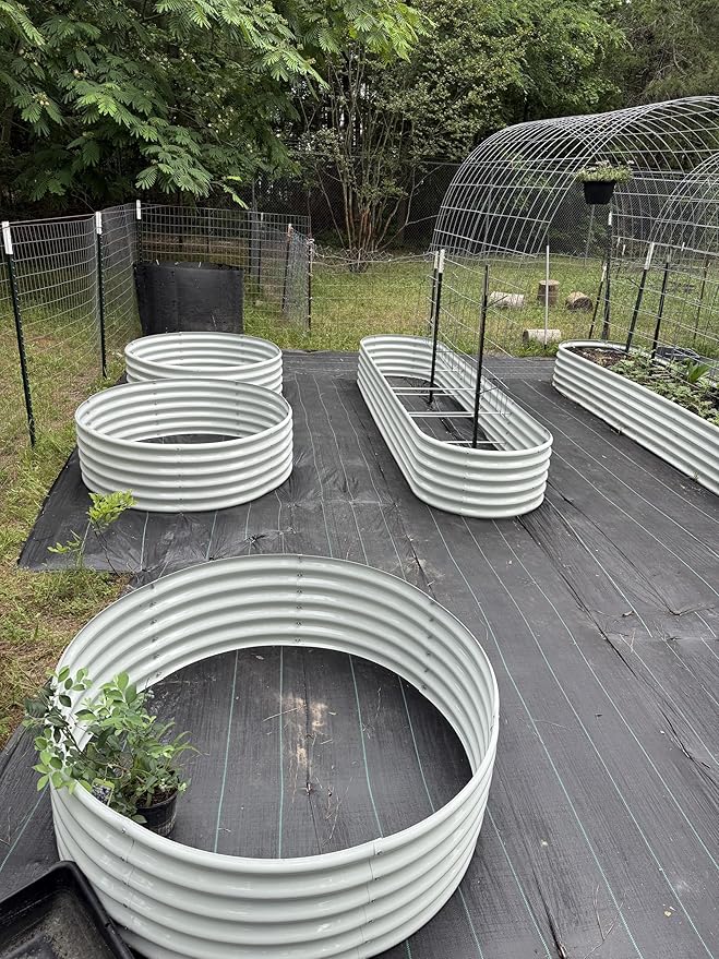 A ANLEOLIFE Set of 5, 18 Inch Tall Raised Garden Beds Kit, Large Oval & Small Oval Combo Metal Planters – Ideal for Backyard Vegetables Flowers Herbs
