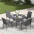VICLLAX Patio Table and Chair Set of 4, All Weather Metal Round Outdoor Dining Furniture Set-40.6" Round Outdoor Table and Chairs, Black Tabletop