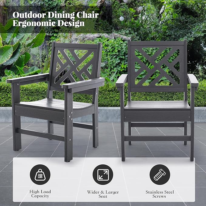 HDPE Dining Table Set for 4,5-Piece Outdoor Table and Chairs Include 4 Dining Chairs and 62.5" Patio Dining Table with Umbrella Hole (Gray)