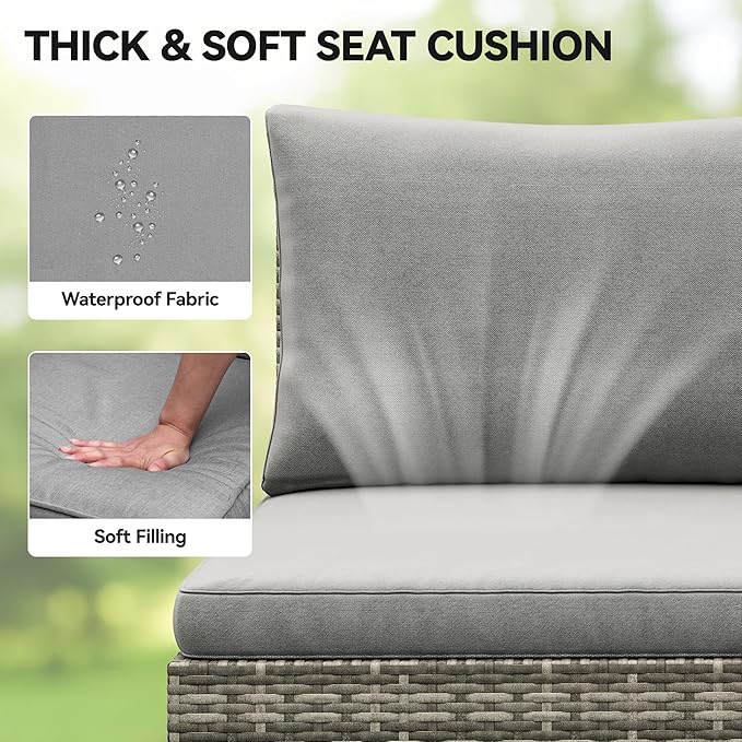 YITAHOME 9-Piece Patio Furniture Set, All-Weather Wicker Outdoor Sectional Sofa with Lift-Top Table & Ottoman, Patio Conversation Set for Deck, Backyard, Porch - Gray Gradient