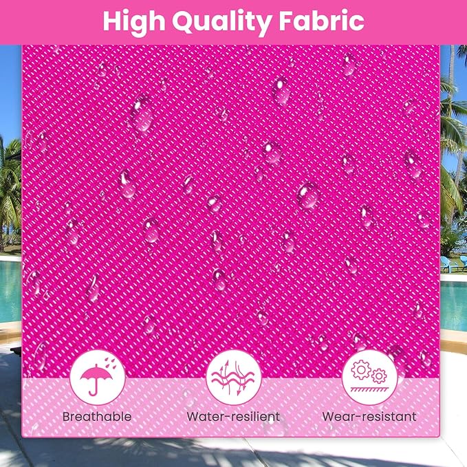 GYMAX Lounge Chairs for Outside, Extra High Folding Beach Tanning Lounger with 4-Level Adjustable Backrest, 2-Level Footrest & Removable Pillow, Sunbathing Lounge for Patio, Lawn, Poolside (2, Pink)