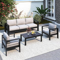 Solaste Aluminum Patio Furniture Set for All Weather, Oversized Outdoor Furniture Set with 27.5" Deep Seating and 3.2" Wide Armrest, Outdoor Patio Conversation Sets with 5" Cushion,Black and Grey