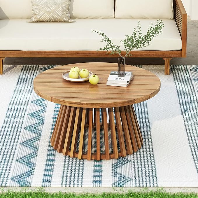 Christopher Knight Home Claremont Patio Sofa and Coffee Table Set, 2 Piece Outdoor Patio Furniture Set with Cushion, Acacia Wood 3 Seater Outdoor Sofa Daybed and Coffee Table Set, Teak+Light Grey