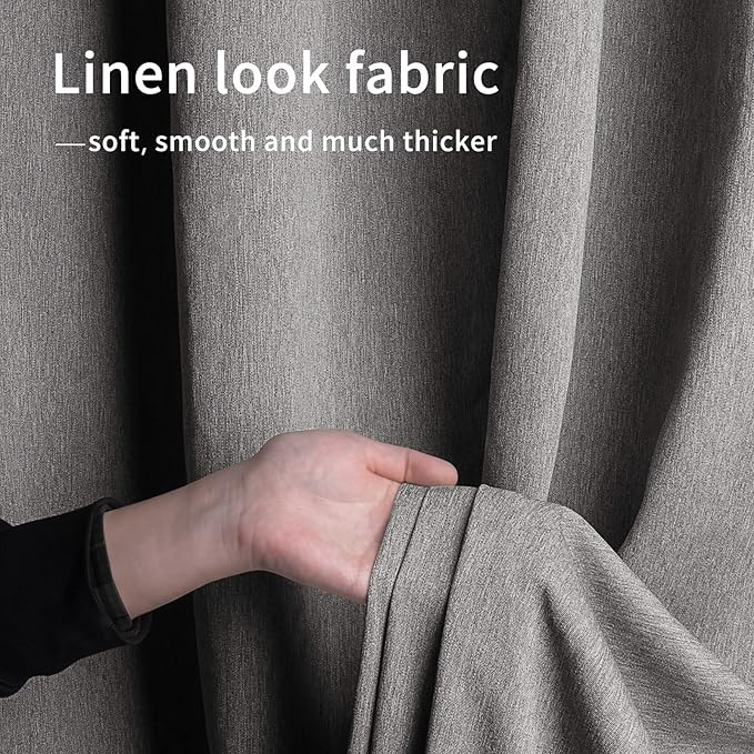 Easy-Going Linen Look Outdoor Curtains Waterproof Windproof Porch Curtains, Soft Thicken Outdoor Privacy Curtains for Patio, Gazebo, Grommet Top and Tab Bottom Drape, 1 Panel, 54x120 inch, Grey