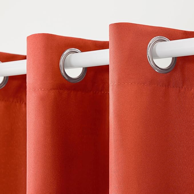TOWN & COUNTRY BASICS Cabana Solid Heavyweight Indoor Outdoor Curtains, Light Filtering Opacity with Grommet Top, Water Repellent, 2-Pack Set, 54"x108", Mecca Orange