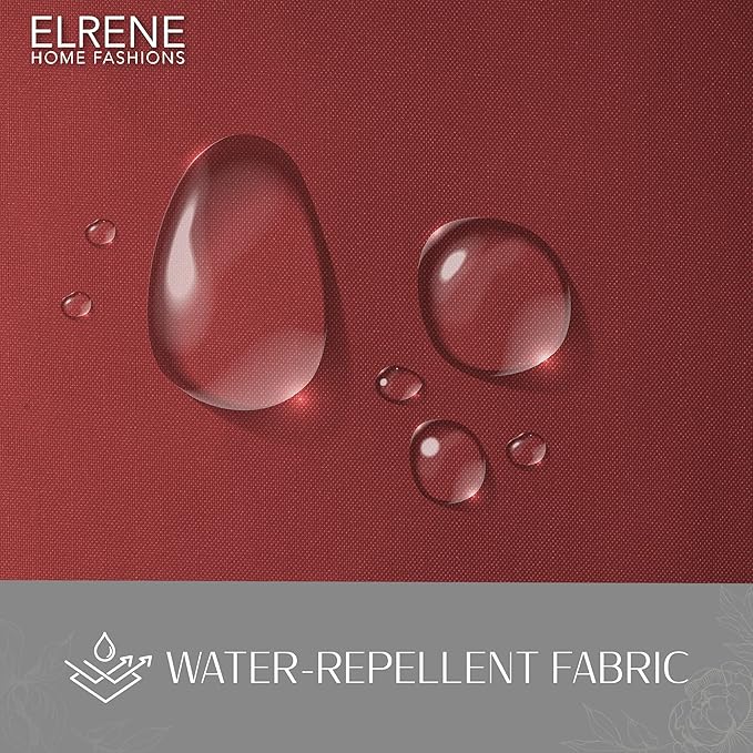 Elrene Home Fashions Matine Weatherproof Tab-Top Indoor/Outdoor Solid Color Curtain Panel for Porch, Pergola, Patio, Deck, 52”W x 84”L, Red