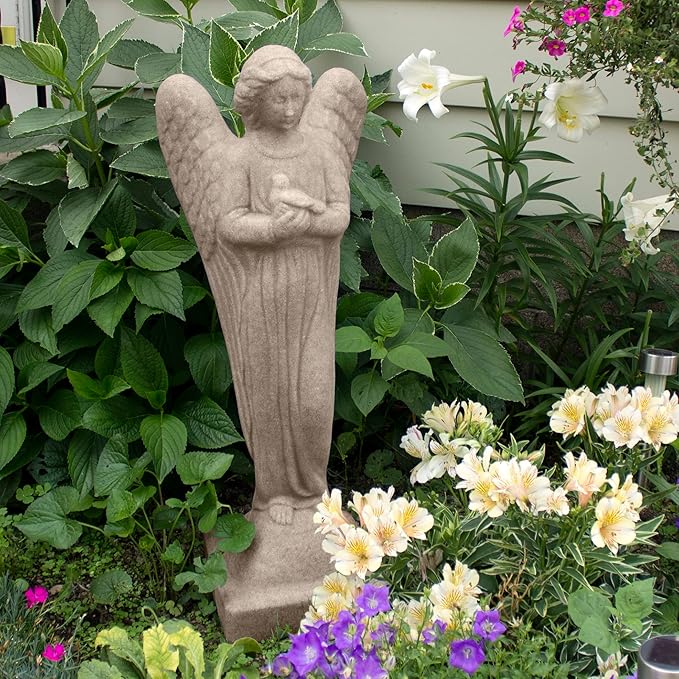 Emsco Group 2260-1AZ Morning Angel Statue – Natural Sandstone Appearance – Made of Resin – Lightweight – 29” Height