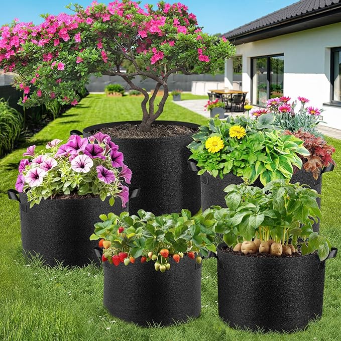 10 Pack 20 Gallon Grow Bags, Thickened Nonwoven Fabric Planter Pots with Handles, Heavy Duty 300G Garden Pots for Tomato, Potato and Vegetable