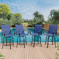 GarveeLife 4 Piece Outdoor Swivel Bar Chairs, Patio High Swivel Bar Stools, All Weather High Back and Armrest Patio Chairs, Outdoor Rotating BarChair Counter Height for Deck Lawn Garden Backyard