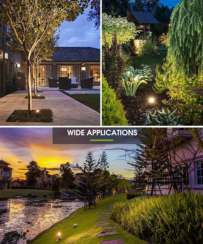L LOHAS LED Outdoor Landscape Lighting, Auto On/Off 3000K Low Voltage Landscape Lighting, IP66 Waterproof Spot Lights for Yard, Outside, Garden, House, Pathway, Plant, Holiday Decor (10 Pack)