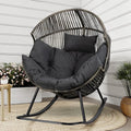 Shintenchi Wicker Egg Chair,Oversized Outdoor Indoor Rocking Chair,Large PE Rattan Rocking Chair with Cushion for Patio, Balcony, Backyard, Garden,Deep Grey