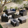 Aoxun 7 Piece Outdoor Patio Furniture Set 6 Seats, Outdoor Sectional with Thick Waterproof Cushions & Storage Coffee Table, Patio Conversation Sets for Garden,Backyard, Porch, Balcony, Deck, Gray