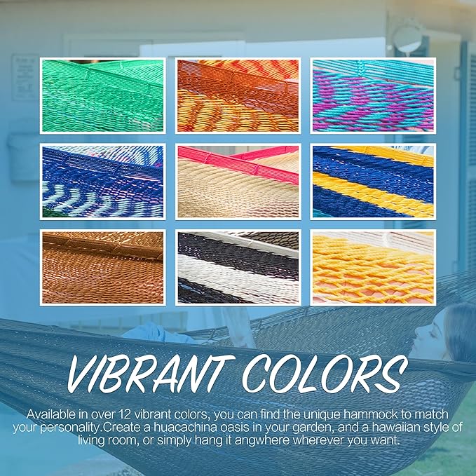 PNAEUT Handwoven Mayan Hammock, Thick Soft Rope Double Hammock for Outdoor Outside & Indoor, 600 lbs Capacity Heavy-Duty, Includes Tree Straps, Carabiners & Carrying Bag (Desert, X-Large)