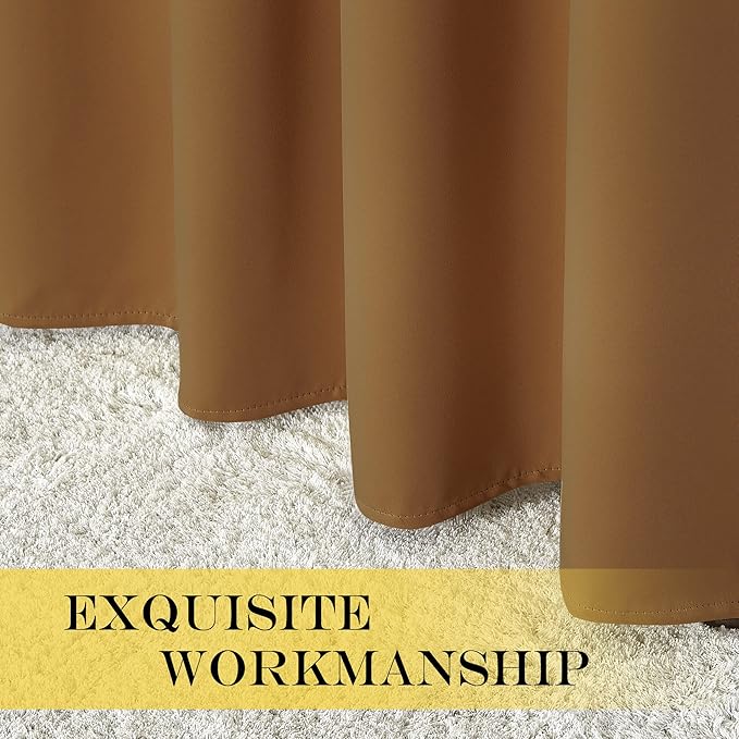 NICETOWN Gold Brown Blackout Curtain for Living Room - Solid Thermal Insulated Grommet Blackout Panel/Drape for Bedroom Kitchen Window (1 Panel, 52 inches Wide by 54 inches Long)