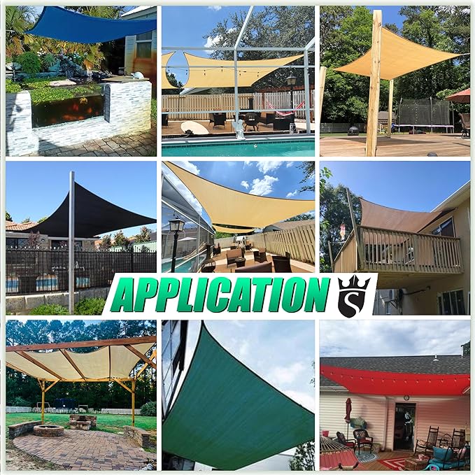 Royal Shade 10' x 20' Beige Rectangle Sun Shade Sail Canopy Outdoor Patio Fabric Screen Awning RTAPR1020 - UPF50+ 95% UV Blockage, Heavy Duty, Water & Air Permeable (We Make Custom Size)