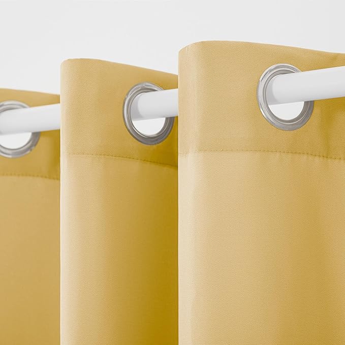 TOWN & COUNTRY BASICS Cabana Solid Heavyweight Indoor Outdoor Curtains, Light Filtering Opacity with Grommet Top, Water Repellent, 2-Pack Set, 54"x96", Sundress Yellow