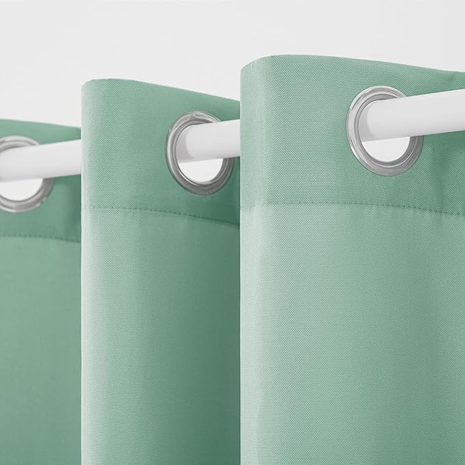 TOWN & COUNTRY BASICS Cabana Solid Heavyweight Indoor Outdoor Curtains, Light Filtering Opacity with Grommet Top, Water Repellent, 2-Pack Set, 54"x84", Seafoam