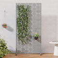 Casaphoria Metal Privacy Screen Outdoor, 60" H x 30" W Freestanding Decorative Privacy Screen for Patio Deck Balcony Garden with Stable Base, Grey-Square