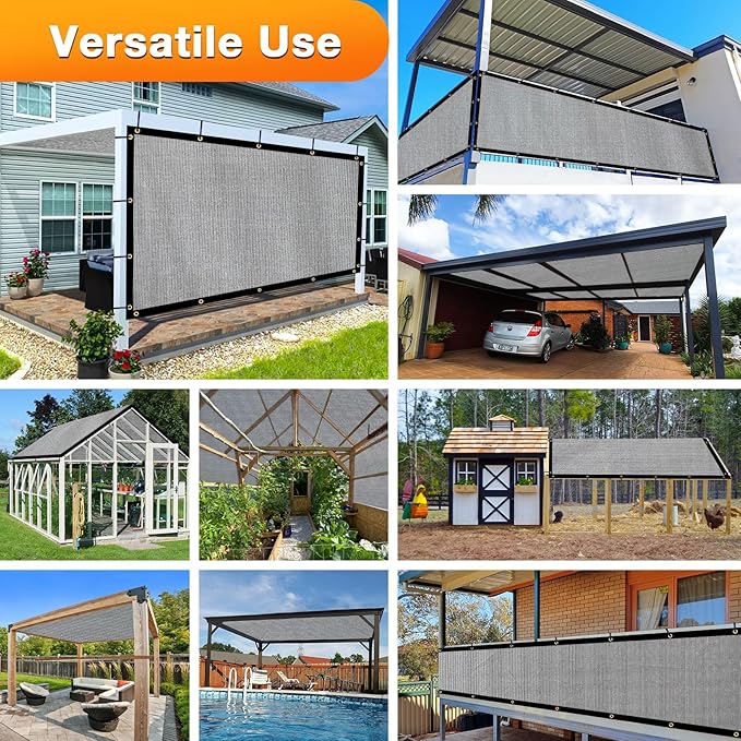 Artpuch Outdoor Pergola Shade Cover 9x24 FT Sun Shade Cloth with Grommets Light Grey 90% UV Protection Canopy Patio Privacy Screen (Customized Available)