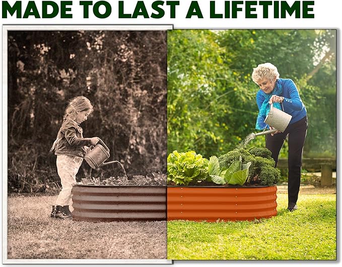 Plant & Plot Galvanized Raised Garden Beds Outdoor // 4×2×1 ft (2-Pack) Planter Raised Beds for Gardening, Vegetables, Flowers (Orange) // Large Metal Garden Box