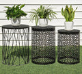 HFHOME Set of 3 Heavy-Duty Round End Table, Side Table, Coffee Table for Indoor Multifunctional Use, Outdoor Decorative Garden Stool Plant Stand-Bronze