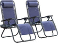 Homall Zero Gravity Chair Patio Folding Lawn Outdoor Lounge Gravity Camp Reclining Lounge Chair with Cup Holder Pillows for Poolside Backyard and Beach Set of 2 (Blue)