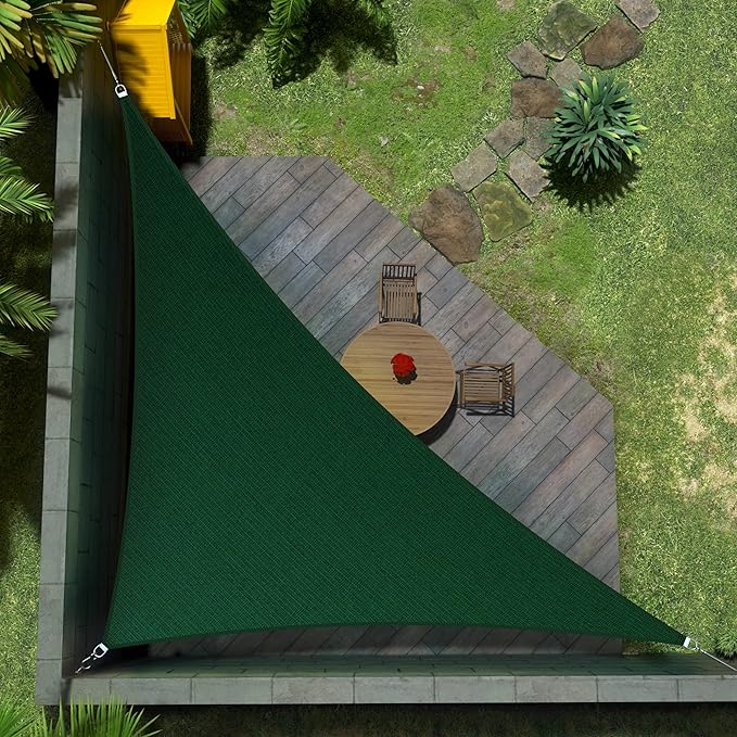 Amgo Custom Size 7' x 14' x 15.7' Green Right Triangle Sun Shade Sail Order to Make Canopy Awning UPF50+ AGSLT, 95% UV Blockage, Water & Air Permeable, 200GSM Commercial Standard (We Customize)
