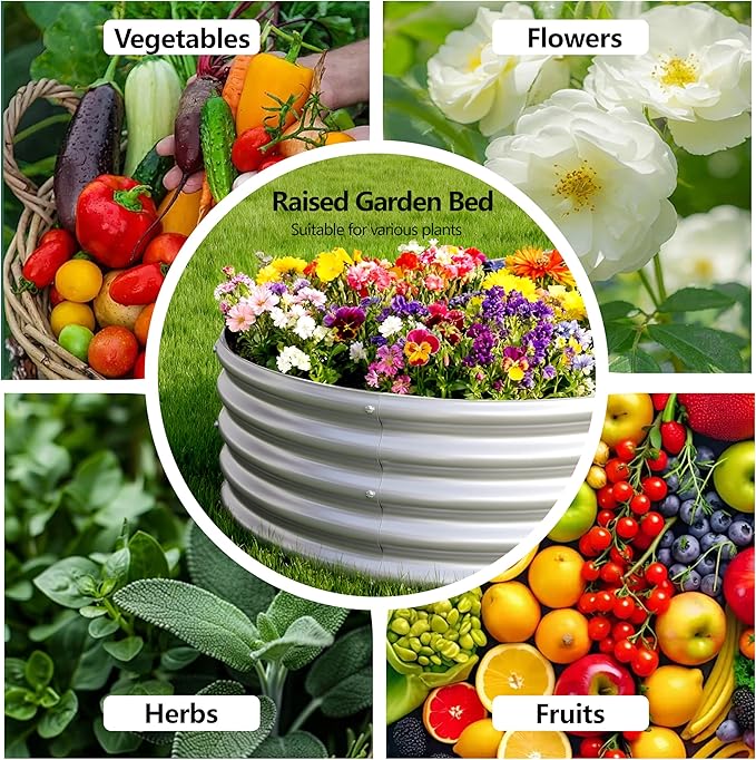 2PCS 4x2x1FT Galvanized Raised Garden Bed Kit,Vegetable Boxes-Oval Metal Flower Box,Large Planter Raised Beds Outdoor Garden for Planting,Fruit,Herb-Silver