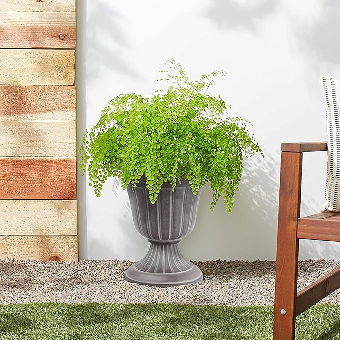 Arcadia Garden Products PL20WW Indoor/Outdoor Classic Traditional Plastic Urn Planter, Whitewash, 10" x 12", White Wash