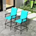 LEVELEVE Patio Bar Set 2pcs Swivel Bar Stools Outdoor Bistro Textilene Furniture Stability All-Weather Set (2, Lake Blue Padded)