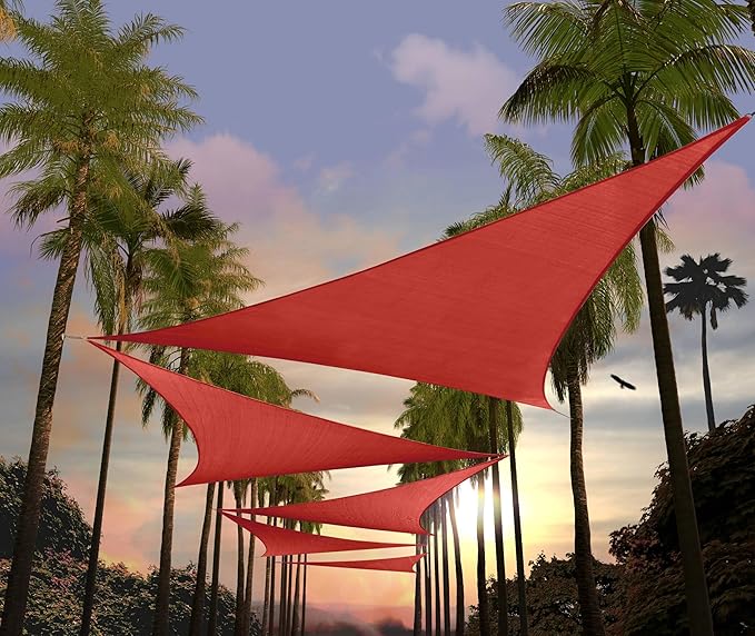 Amgo 20' x 20' x 28.3' Red Right Triangle Sun Shade Sail Outdoor Canopy Awning UPF50+ AGTAPRT12, 95% UV Blockage, Water & Air Permeable, Commercial Standard Heavy Duty (We Make Custom Size)