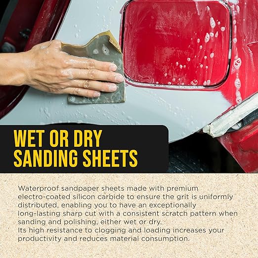 Dura-Gold Premium 7000 Grit Wet or Dry Sandpaper Sheets, 5-1/2" x 9", Box of 25 - Auto Car Color Sanding Detailing, Polishing Wood, Plastic, Glass, Epoxy, Stone, Metal Finishing Hand Sand Block Sander