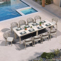 PURPLE LEAF 11-Piece Patio Dining Set Outdoor Furniture Rectangular Table and Chairs Set with Aluminum Frame and Wicker Rattan for Garden Deck Backyard Kitchen Champagne Outdoor Set
