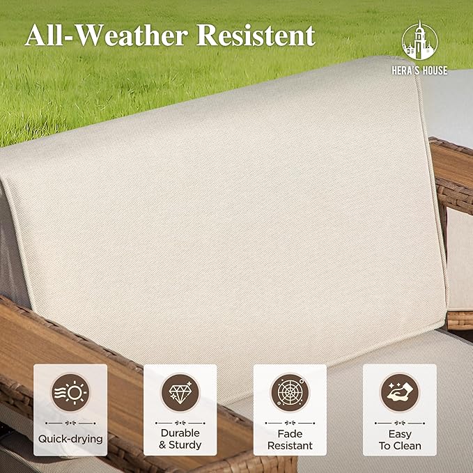 HERA'S HOUSE Patio Furniture Set, 4 Pieces Sectional Outdoor Rattan Wicker Sofa, All Weather Patio Conversation Set with 10" Ultra Thick Comfy Sponge Cushion,5.3" Widened Armrest,Patio Couch