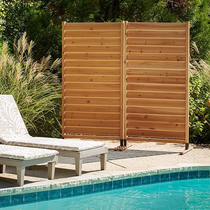 6.1ft H x 3.1ft W (1 Panel) Freestanding or Surface Mounted Enclo Sierra Privacy Screen, Wood Fence Screen, Outdoor or Indoor Decorative Privacy Panel, Great for Balcony, Patio, Deck, AZ18031