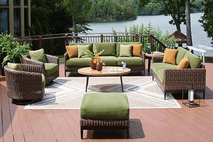 Signature Design by Ashley Horizon Hall Casual Outdoor Coffee Table with 4 Legs, Light Brown & Black