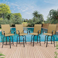 GarveeLife 4 Piece Outdoor Swivel Bar Chairs, Patio High Swivel Bar Stools, All Weather High Back and Armrest Patio Chairs, Outdoor Rotating BarChair Counter Height for Deck Lawn Garden Backyard