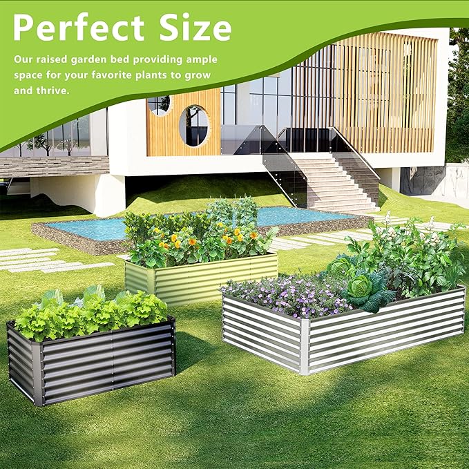 4x2x2FT Galvanized Raised Garden Bed,Galvanized Planter Boxes Outdoor, Large Metal Raised Garden Beds for Vegetables-Green