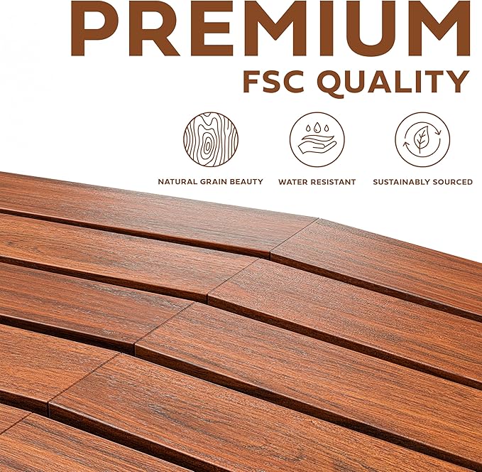Melino Wooden Folding Outdoor Side Table 18x16x16 in, FSC Certified Acacia Wood Weatherproof Small Table for Patio, Porch, Pool, Backyard, Garden, Balcony & Deck - Chestnut