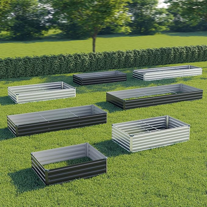 6x1.5x1 ft(2 Pack) Galvanized Raised Garden Bed,Outdoor Planter Box Metal Patio Kit Planting Bed for Vegetables Flowers and Succulents,Black