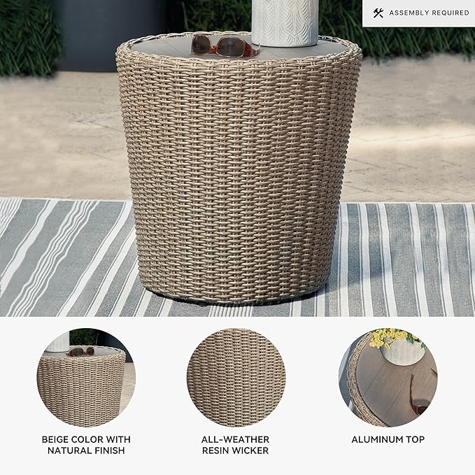 Signature Design by Ashley Danson Bohemian Outdoor End Table, Light Brown