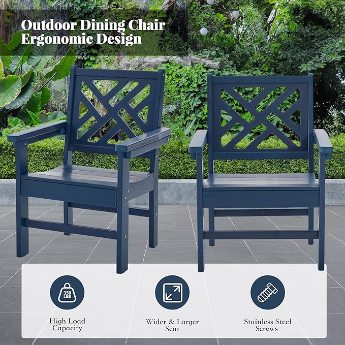 HDPE Dining Table Set for 4,5-Piece Outdoor Table and Chairs Include 4 Dining Chairs and 62.5" Patio Dining Table with Umbrella Hole (Blue)