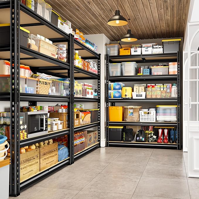 REIBII 2400LBS Storage Shelves 5 Tier Garage Shelving Heavy Duty Adjustable Garage Shelves, Utility Rack Shelf, Shelving Units for Storage Warehouse Pantry Closet, 35.5" W x 11.9" D x 72" H, 4 Pack