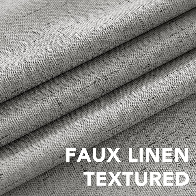 H.VERSAILTEX Linen Blackout Curtains Durable Thick Textured Linen Look 100% Blackout Patio Door Curtain Anti Rust Grommet Extra Wide Sliding Door Curtain Panel, W100 x L84 inch - Dove Gray