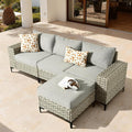 ovios 4-Piece Patio Furniture Set with L-Shape Sofa Chaise, Outdoor Sectional Couch Comfy Cushions, Modern Modular Wicker Rattan Conversation Set, Dark Grey