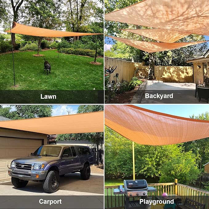 SUNLAX Sun Shade Sail 8' x 10' x 12.8' Peach Fuzz Rectangle Canopy Sail Shade Cover UV Block Permeable Sunshade Outdoor for Patio Backyard Deck Pergola (We Make Custom Size)