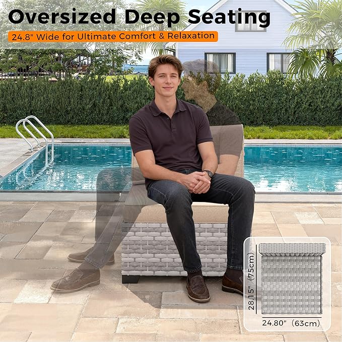 14-Seat Modern Patio Furniture Set with Swivel Rocking Chairs, Thick 4″ Cushions, Dual-Strand Wicker Rattan, Rust-Resistant Steel Frame – Outdoor Conversation & Modular Sectional,Beige