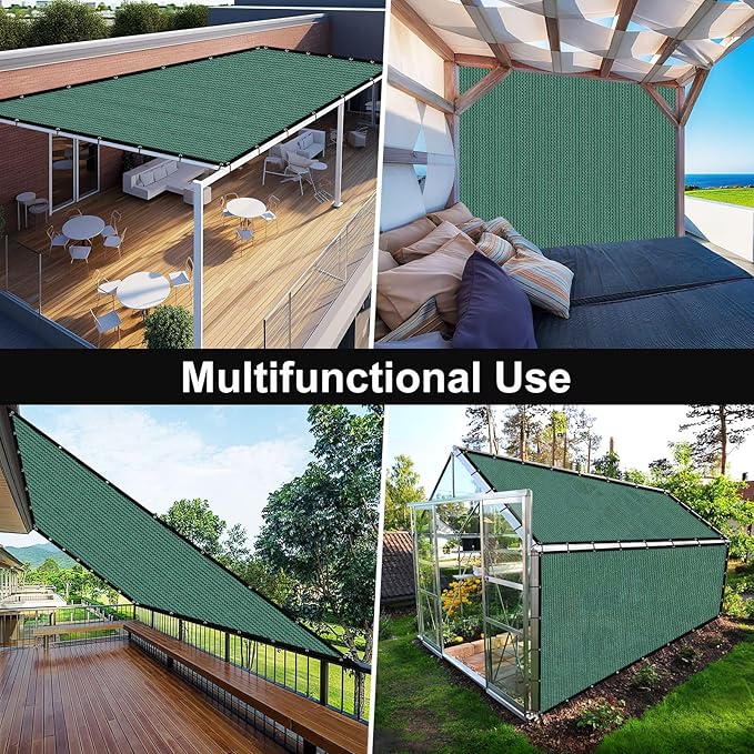 Artpuch 90% Sun Shade Cloth, 6 x 12 FT Pergola Shade Cover Canopy with Grommets, Sun Screen Fabric Tarp for Patio, Outdoor, Garden, Backyard, Green